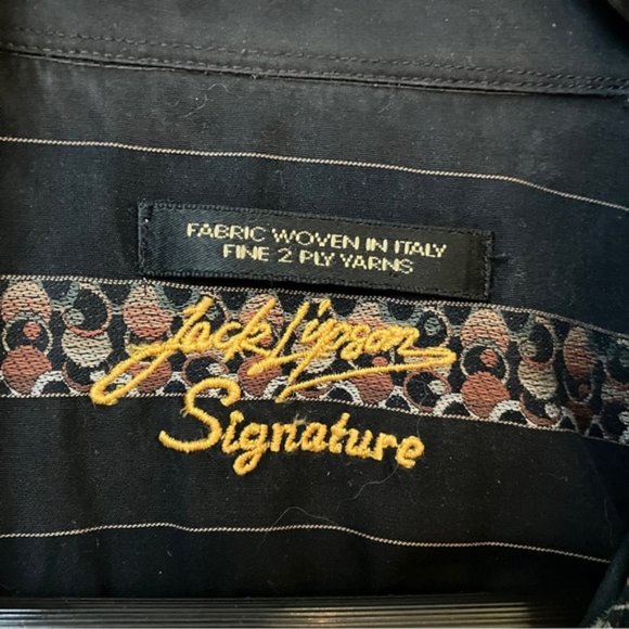 Jack Lipson Signature Striped Mens Button Front Cotton Shirt - Picture 5 of 6